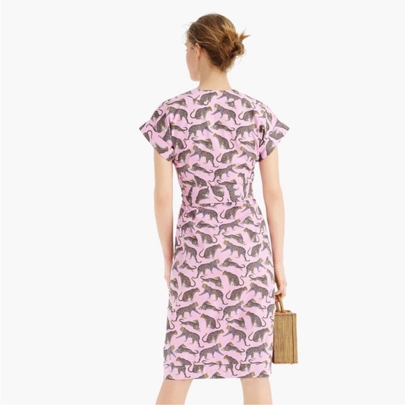 J CREW Lavender Leopard Animal Print Wrap Dress - L7934 - Sz 6 NWT - Picture 2 of 5